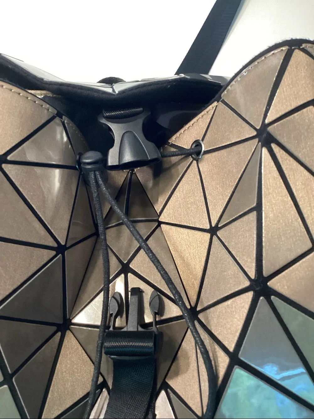 Emilio Pepe…..Geometric Metallic Bronze/Black Backpack…Made in Italy